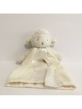 Bunnies By The Bay Sheep Lovey Baby Plush White Lamb Satin Paci Holder Stuffed